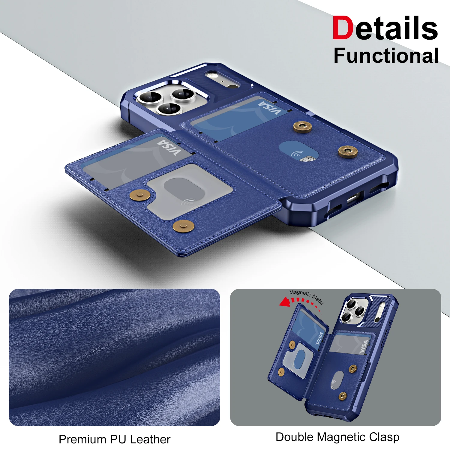 Leather Flip Wallet Phone Case with Card Slot and Stand - Anti-Drop Protective Cover