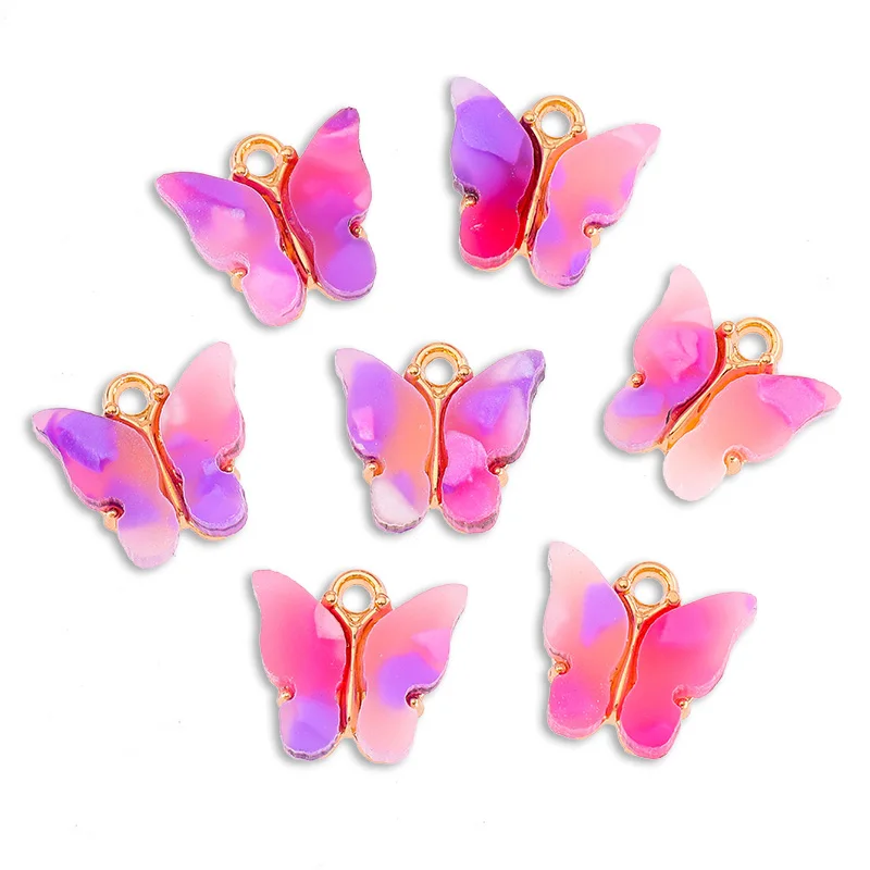 30pcs Enamel Colorful Cute Small Butterfly Alloy Charms For
