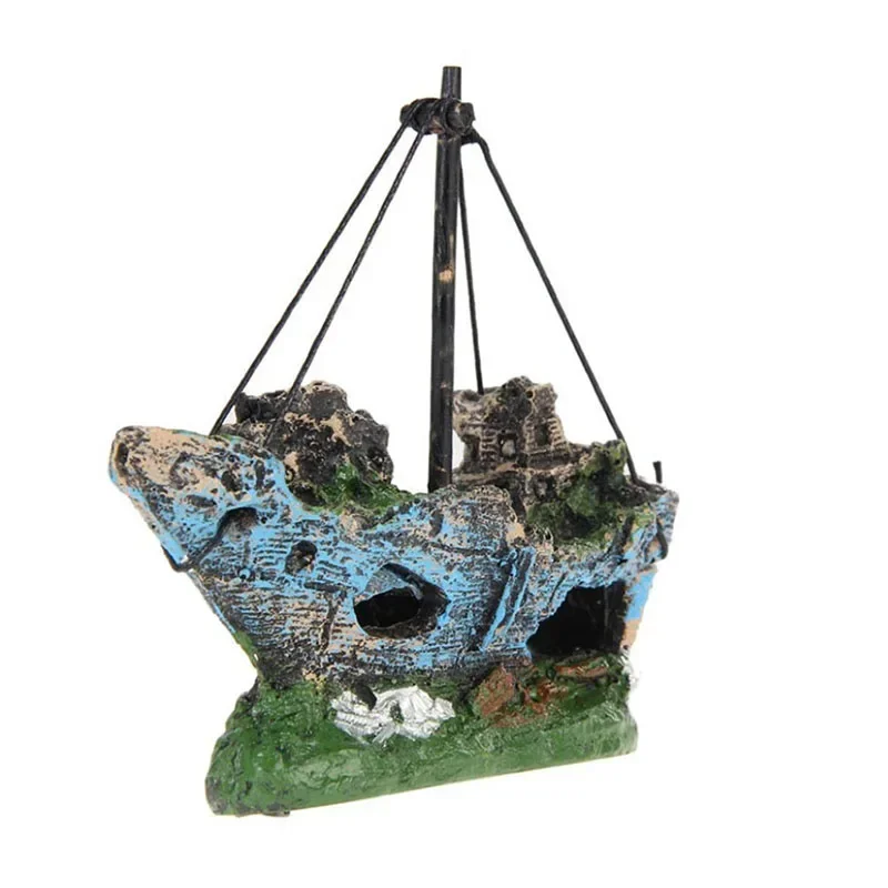 

Aquarium Decoration Wreck Ship Ornament Sailing Boat Fish Tank Cave Decor Resin Ornament Landscaping Decoration akvaryum dekor