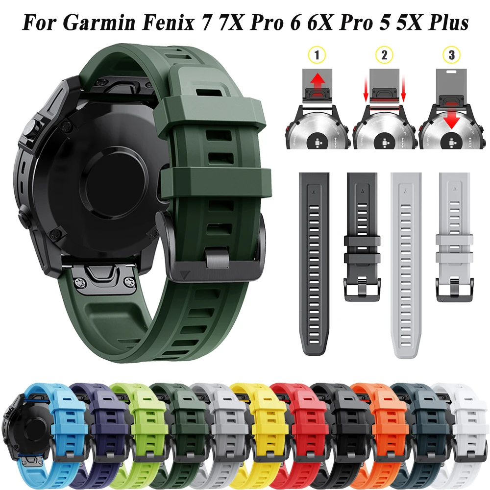 

Ремешок силиконовый для наручных часов, быстросъемный браслет для Garmin Epix Pro Gen 2 47 мм 51 мм Fenix 5 6 7Pro, 26/22 мм