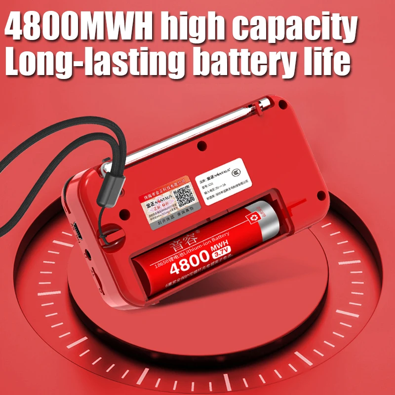 Mini Radio Portable FM Receirver Wireless Bluetooth Speaker TF Card/USB/Headphone Music Player Recorder with LED Digital Display