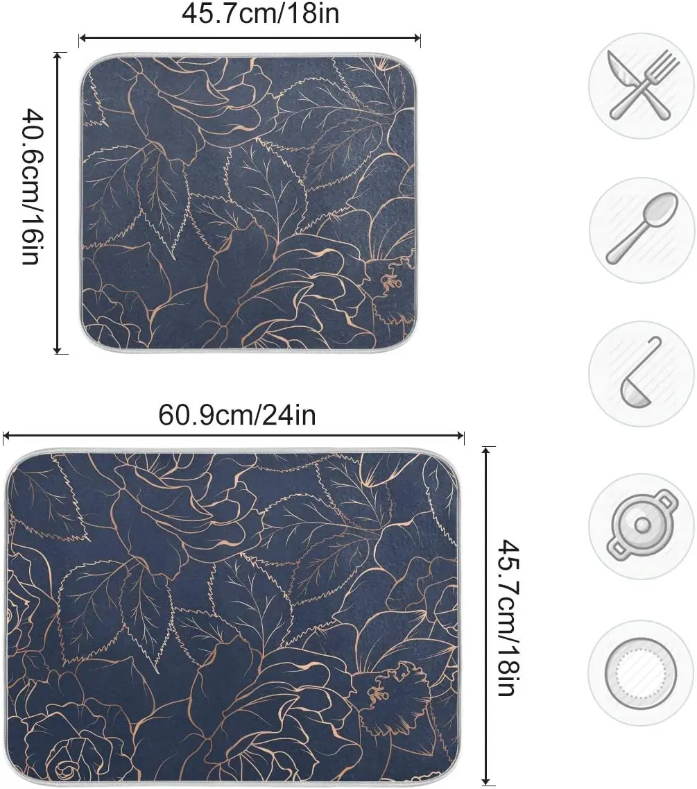18x24Reversible Microfiber Dish Drying Mat Super absorbent