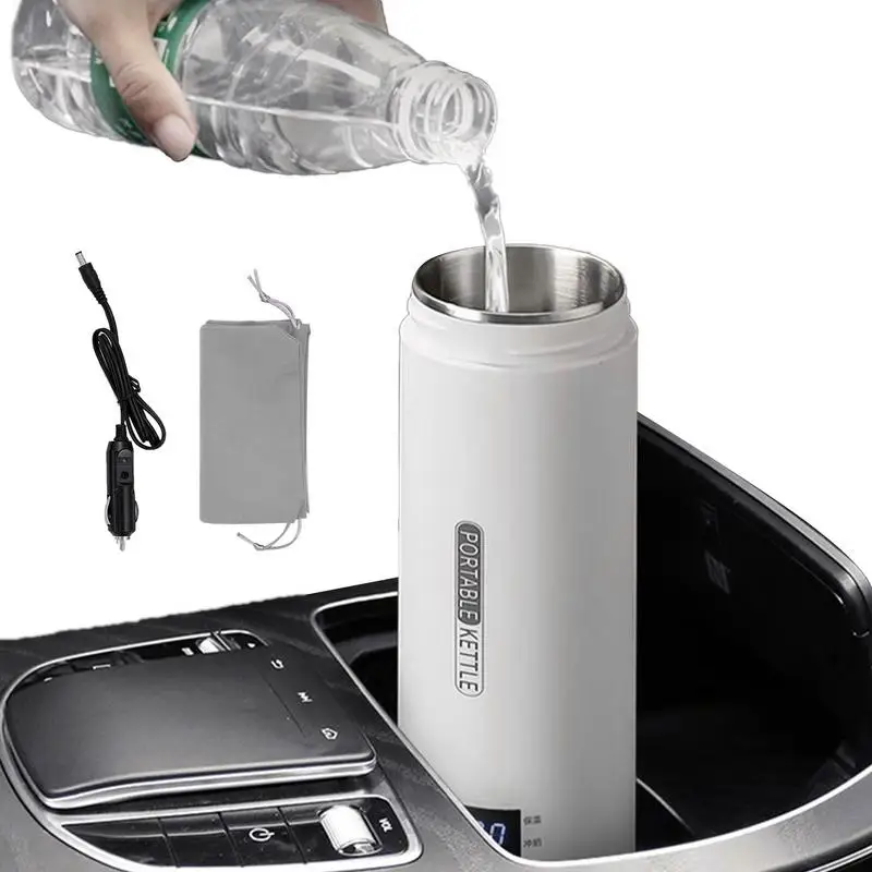 

12V Universal Car Electric Kettle Portable 400ml LCD Display Travel Electric Heated Mugs Auto Accessories for Water Tea Coffee