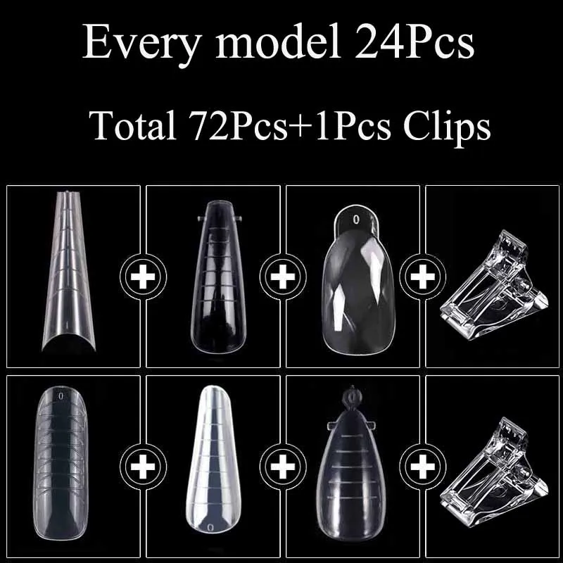 

Dual Nail Forms Russian Almond Top Forms Mold For Quick Builder UV Gel Extension False Nails Acrylic Nails Manicur Tool