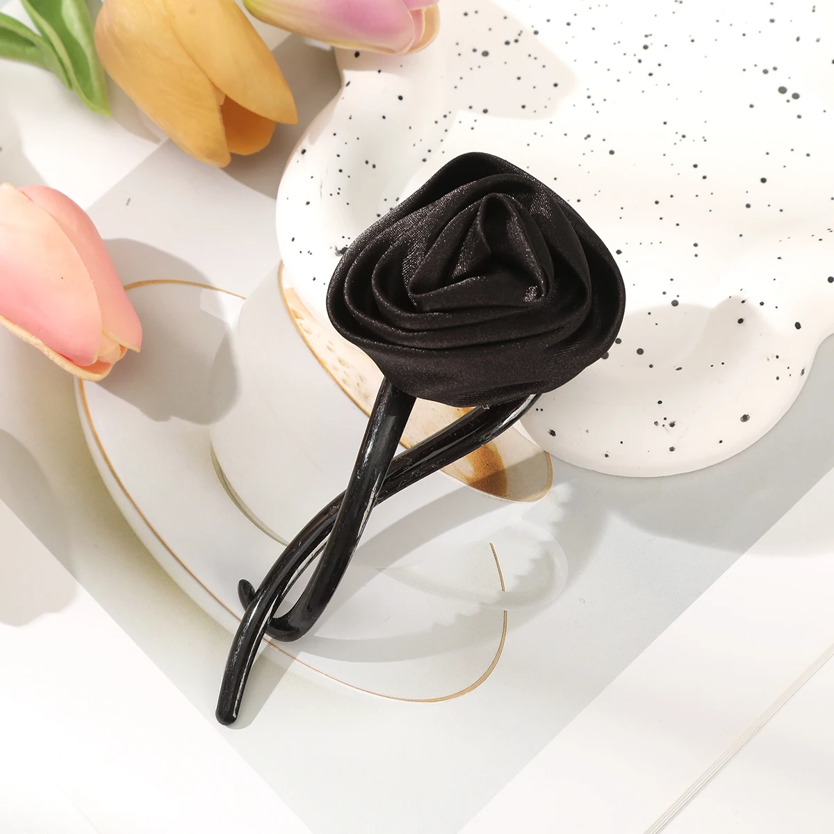 Rose Flower Twist Clip For Women Hawaii Romantic Wedding Hairpin Hair Clip Ladies Party Ponytail Headwear Hair Accessories