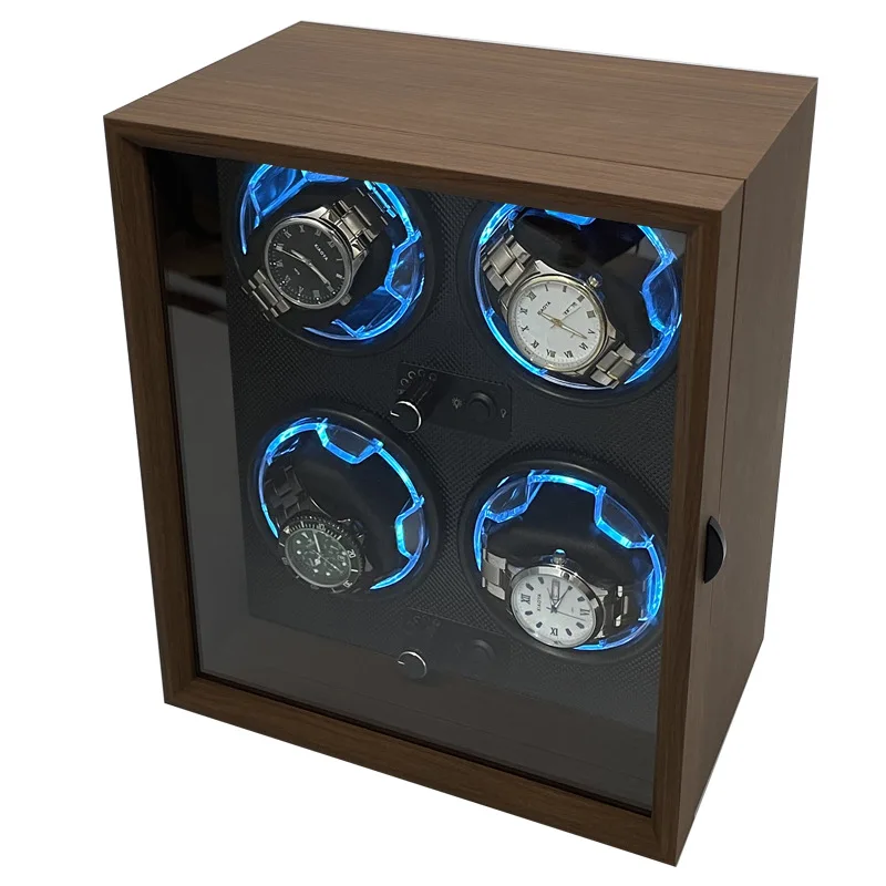 

Watch Winder for Automatic Watches Box Storage Dustproof Mechanical Watch Matte Black Walnut Super Silent Wood Box LED Light New