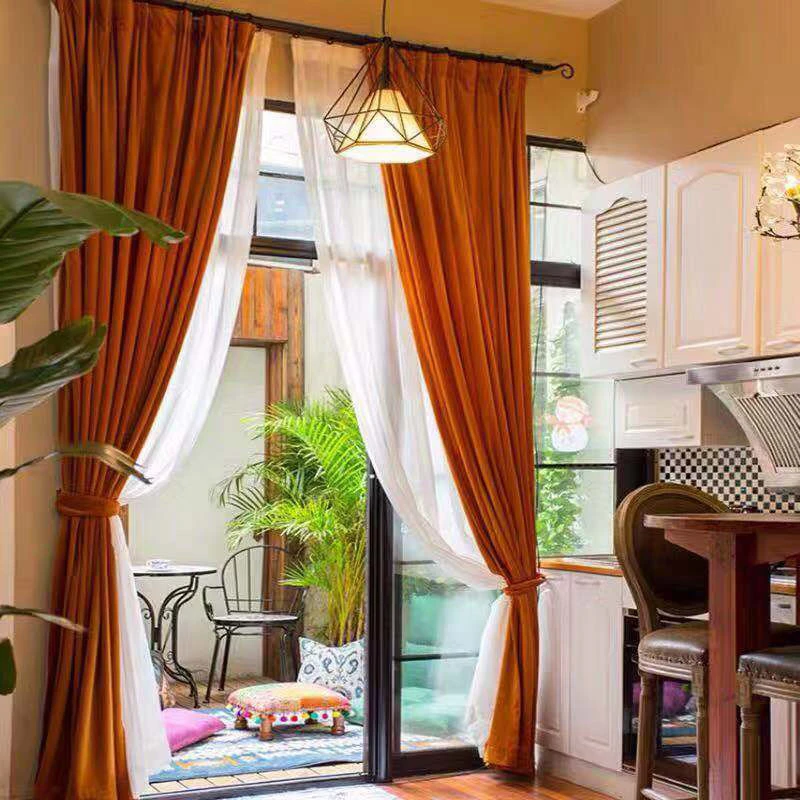 Dutch Velvet Solid Color Bedroom Blackout Curtains Light Luxury Living