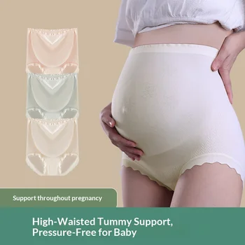 Plus Size Maternity Briefs 100% Cotton Crotch Early and Late Pregnancy Highly Stretchable Lightweight Breathable High Waist