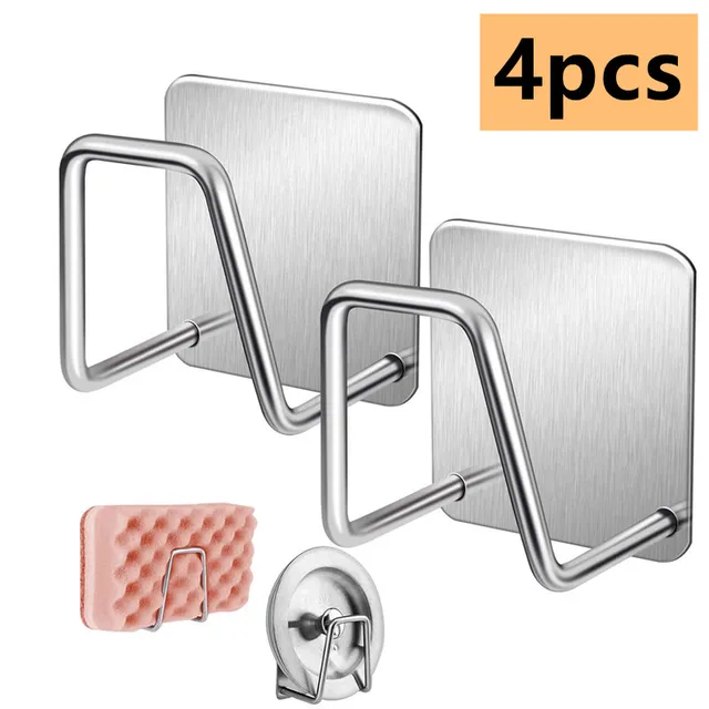 Rozsdamentes Acél Szivacsok Rack Konyhai Mosogató Drain Drying Rander Self Ragaroive Hook Tároló Tartó Kiegészítők