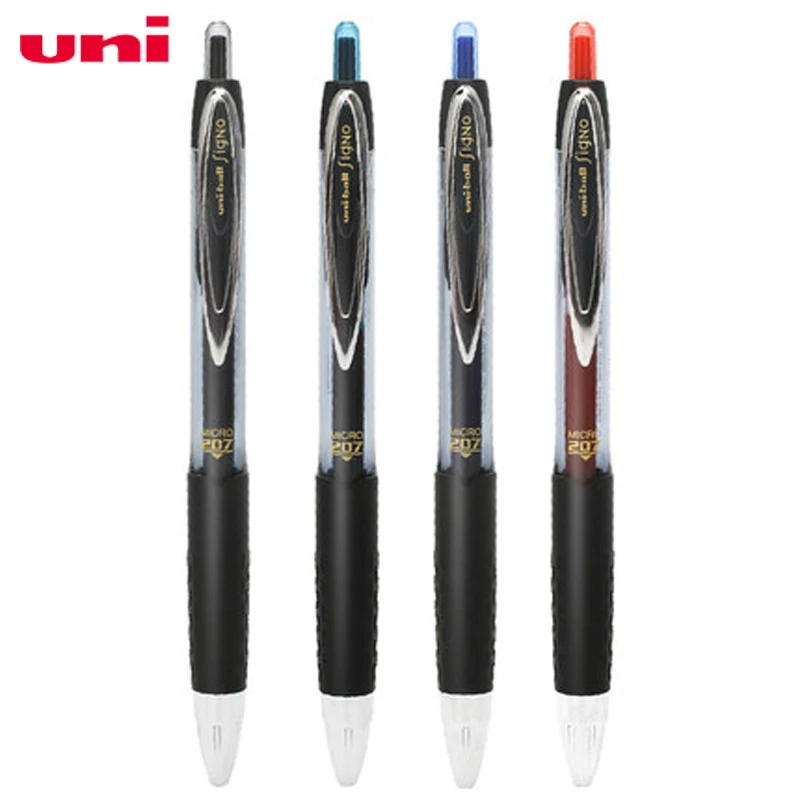 3/6/12Pcs UNI Gel Pen UMN-207 Office Signature Pen Push-type Soft Rubber Grip Red, Blue and Black 0.5mm Interchangeable Core