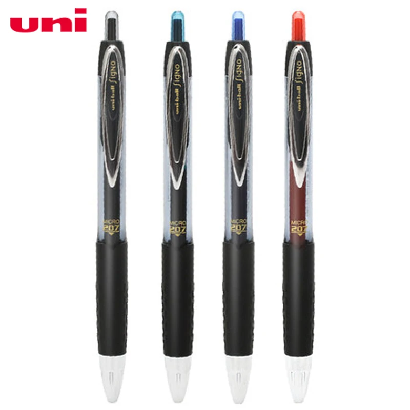 

3/6/12Pcs UNI Gel Pen UMN-207 Office Signature Pen Push-type Soft Rubber Grip Red, Blue and Black 0.5mm Interchangeable Core