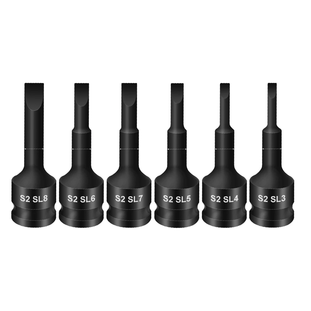 

Socket Adapter SL3-SL8 3/8inch Slotted Screwdriver Bit For Impact Drive Socket Wrench Adapter Head For Power Spanner Tool