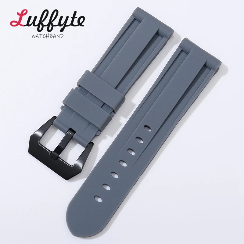 Waterproof Silicone Rubber Watch Band Strap with Stainless Steel Buckle - Multiple Color Options