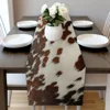 Brown Cowhide Printed Linen Table Runner Dresser Scarf Table Decor Farmhouse Western Style Table Runners Kitchen Home Paty Decor 5