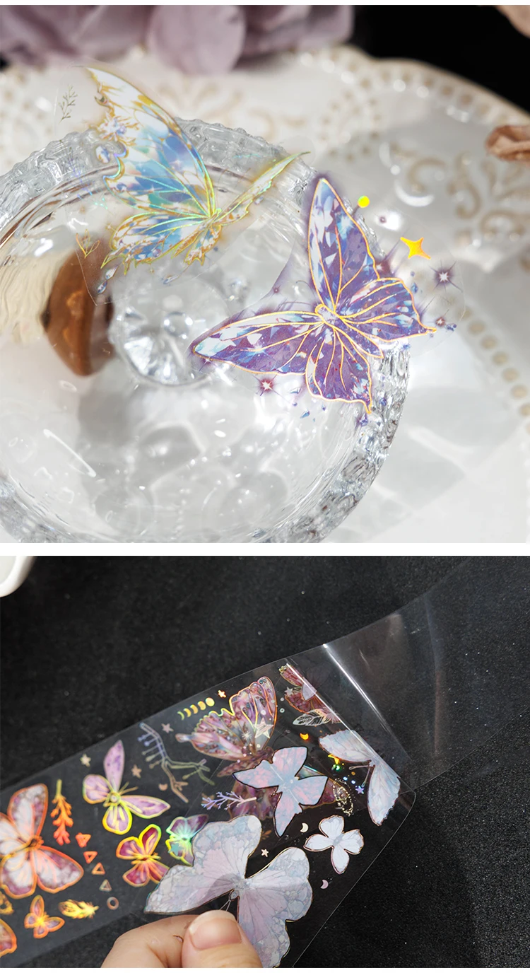 50mm*2m PET schöne Schmetterling Bänder Aufkleber Scrapbooking Hand Konto selbstklebende handgemachte Diy Junk Journal Bastelbedarf – Detail 3