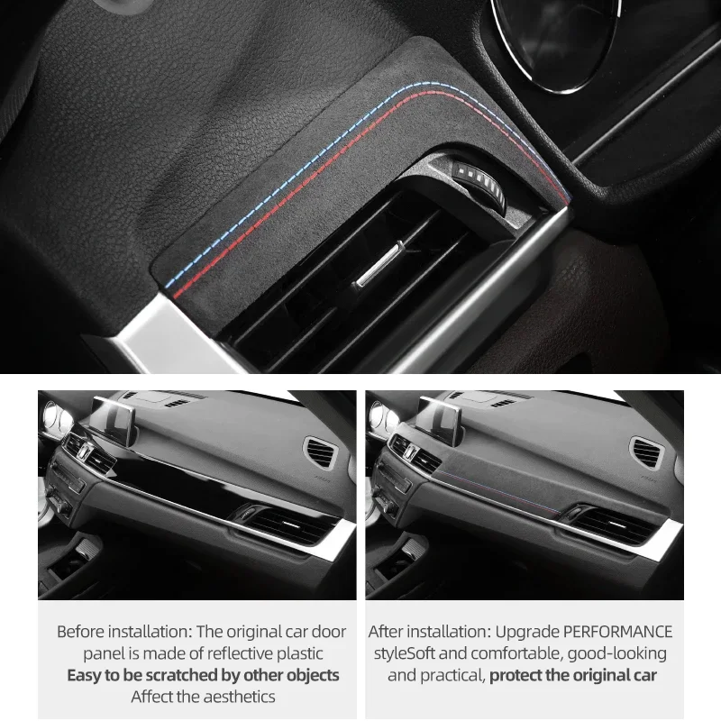 For BMW X1 F48 2014-X2 F39-Made of Alcantara Car Dashboard Panel Trim Cover M Performance Sticker Accessories car interior trim