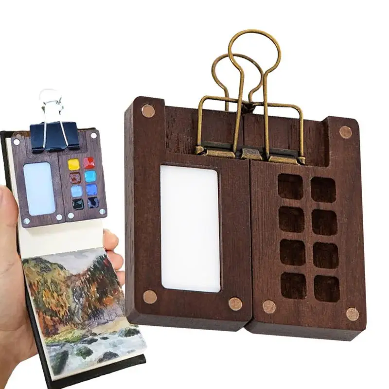 

8 Grids Travel Portable Wooden Handmade Watercolor Paint Box Palette Empty Mini Walnut Wood Box Painting Supplies Paint Box