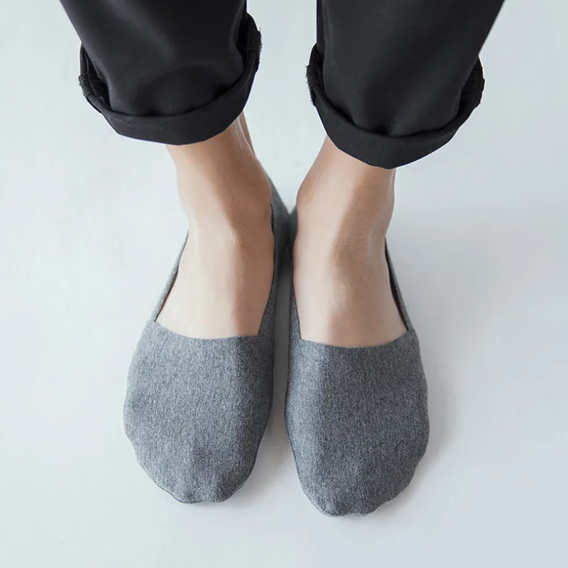 남성용 실리콘 미끄럼 방지 보트 양말, 단색 양말, 100 면, 고품질, 심리스 보이지 않는 칼세틴, Meias 24, 5 쌍