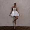 Eightale Short Wedding Gowns Spaghetti Strap Customized Beading Wedding Party Dress with Pockets Backless Satin Mini Bridal Gown 1
