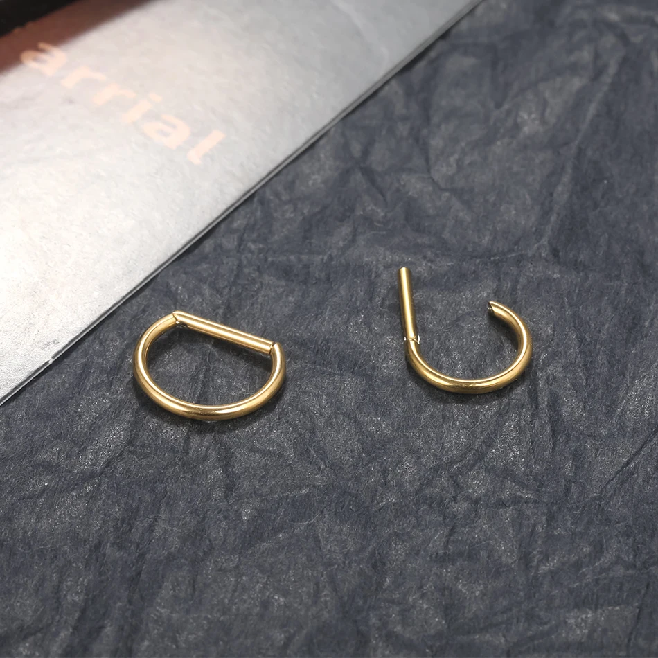 G23 Titanium Piercing D Shape Segment Ring Clicker Ear Cartilage Tragus Helix Lip Nose Hoop Half Ring Jewelry 16G 8/10/12/14mm