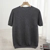 Spring Summer Men's Short Sleeved Pure Wool T-Shirt Sweater O-neck Solid Color Loose Pullover Knitted Sweater Casual Top 6