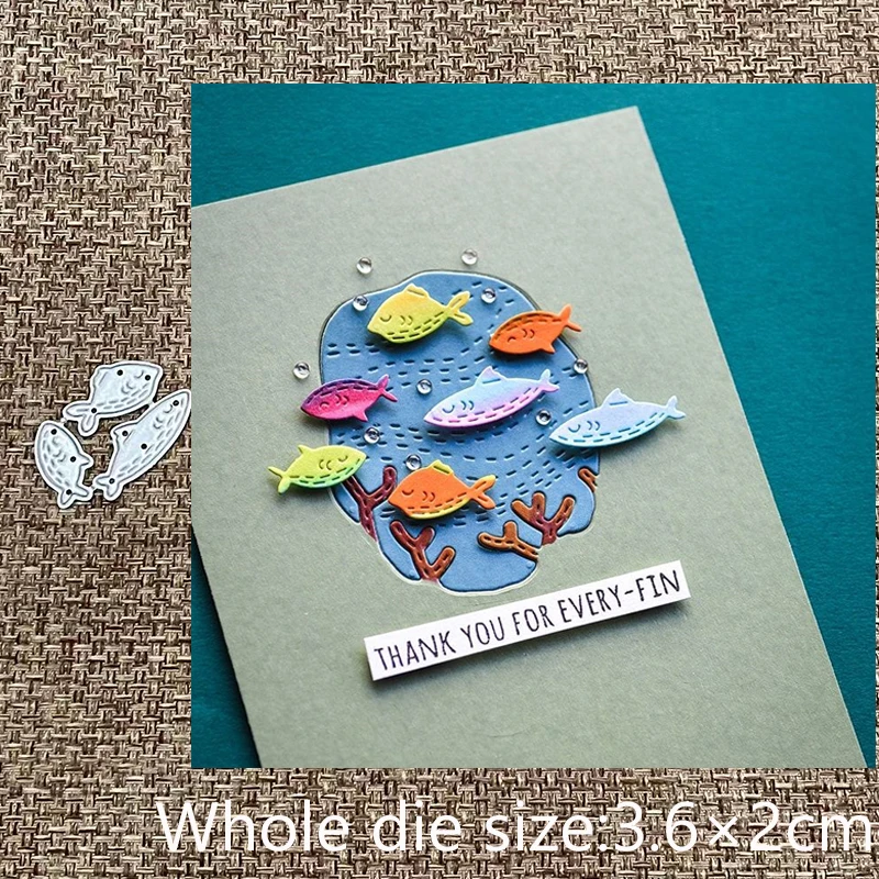 

XLDesign Craft Metal stencil mold Cutting Dies 3pcs little fish decoration scrapbook die cuts Album Paper Card Craft Embossing