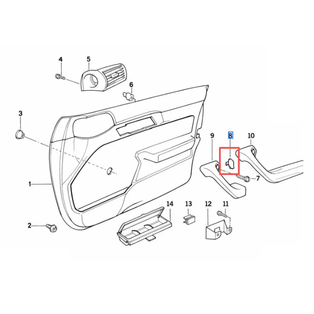 ABS 내부 도어 핸들 트림 커버 캡 51411903734 BMW E24, E30, E32, E34, E36, Z3 모델 (19762002년식)용