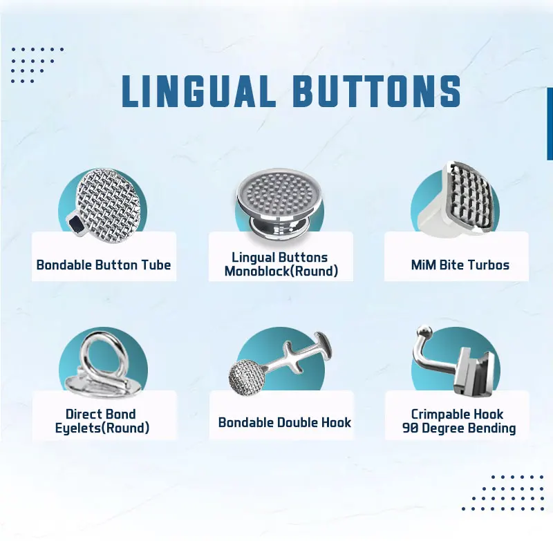 50Pcs Dental Kieferorthopädische Lingual Taste Metall Runde/Rect Mesh Basis Taste mit Haken Multi-Funktion Taste Kieferorthopäde materialien – Detail 5