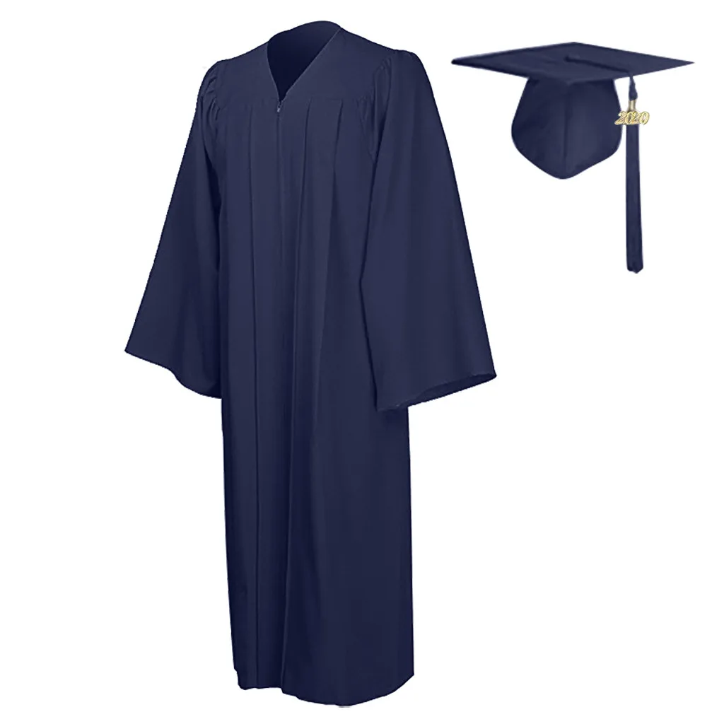 Unisex Student Graduation Gown Tasse Cap Pendant Set Formal High School Robes + Hat Set University Bachelor Clothes graduation gown set