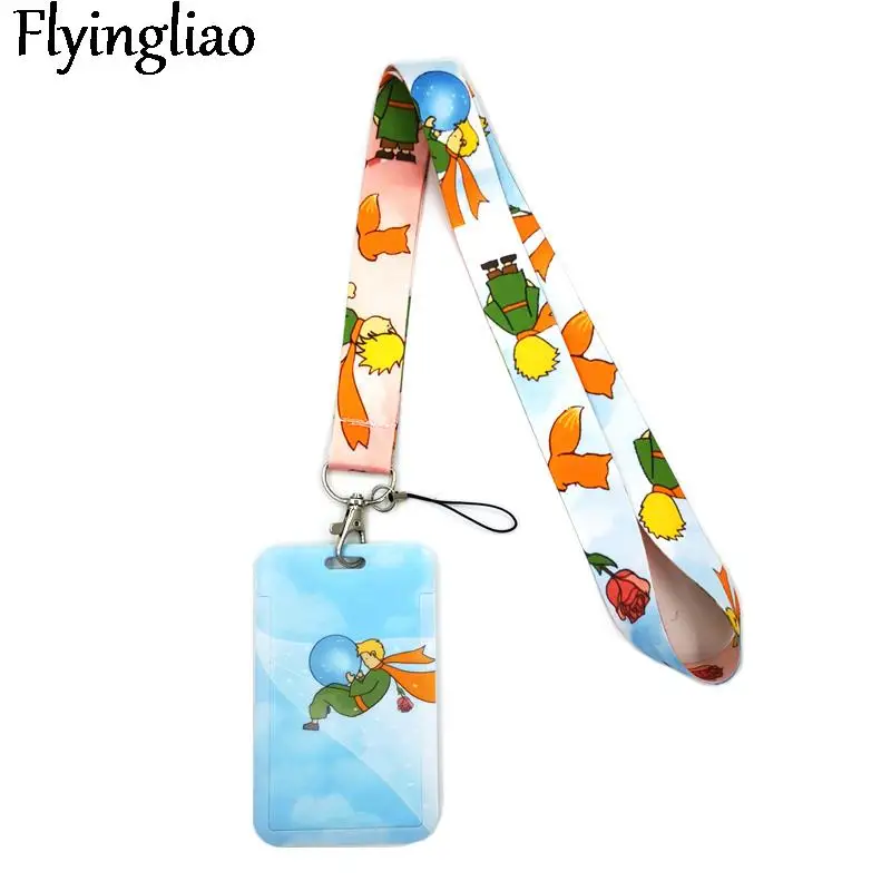 Lovely Little Prince Lanyard Credit Card ID Holder Bag Student Women Travel Card Cover Badge Car Keychain Decorations 