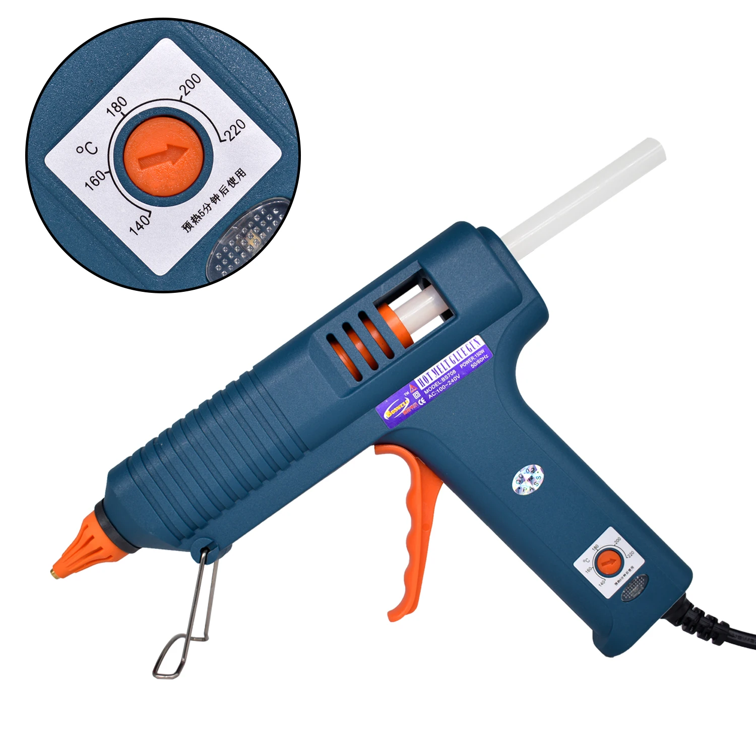 Hot Glue Gun 150W Temperature Regulated Silicone Gun Uses 11mm Glue Stick Pure Copper Nozzle