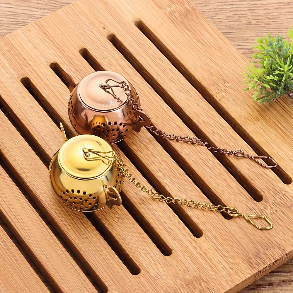 Teapot Shape Tea Strainer Stainless Steel Loose Tea Infuser with Chain Herbal Spice Filter Diffuser Kitchen Gadget Teaware