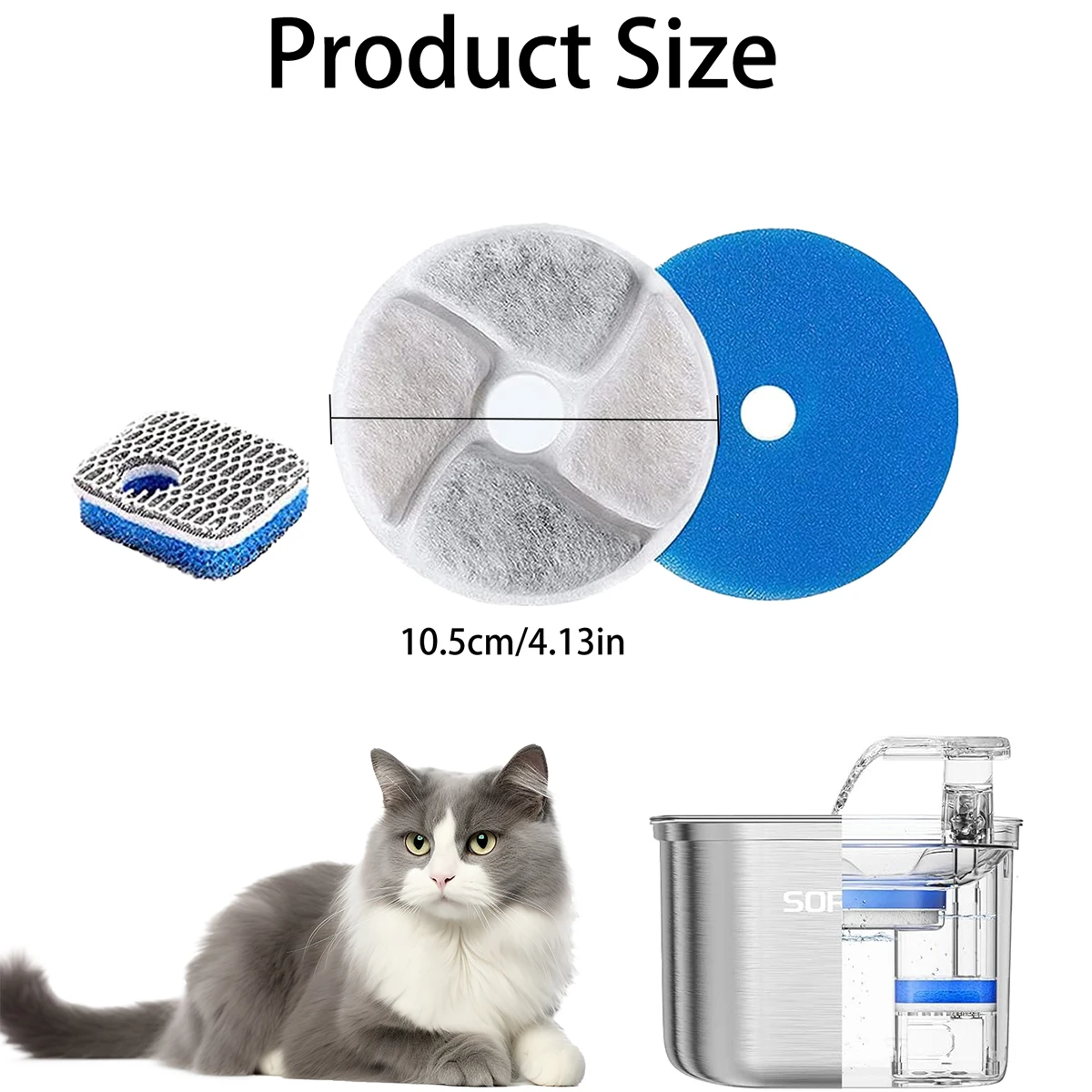 Enhanced Pet Water Fountain Filter – Efficient Cycle Filtration & Easy Cleaning