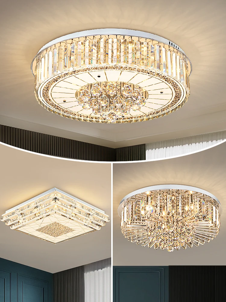 

2023 New Light Luxury Crystal Living Room Headlight LED Ceiling Lighting Master Bedroom Pendant Lamp Modern Minimalist