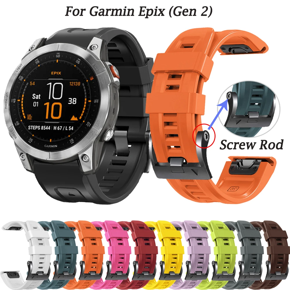 

Fenix 7 7X Official Screw 22 26MM Silicone Smartwatch Band Straps For Garmin Fenix 6 6X Pro 5 5X Plus Easyfit Quick Fit Bracelet