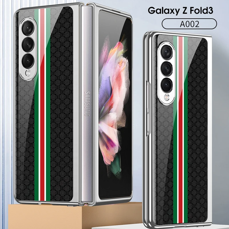 samsung silicone Sang Trọng Kính Cường Lực Dành Cho Samsung Galaxy Z Gấp 3 Ốp Lưng 5G Mạ Nhựa Khung Kính Cứng Dành Cho galaxy Z Fold3 kawaii phone case samsung