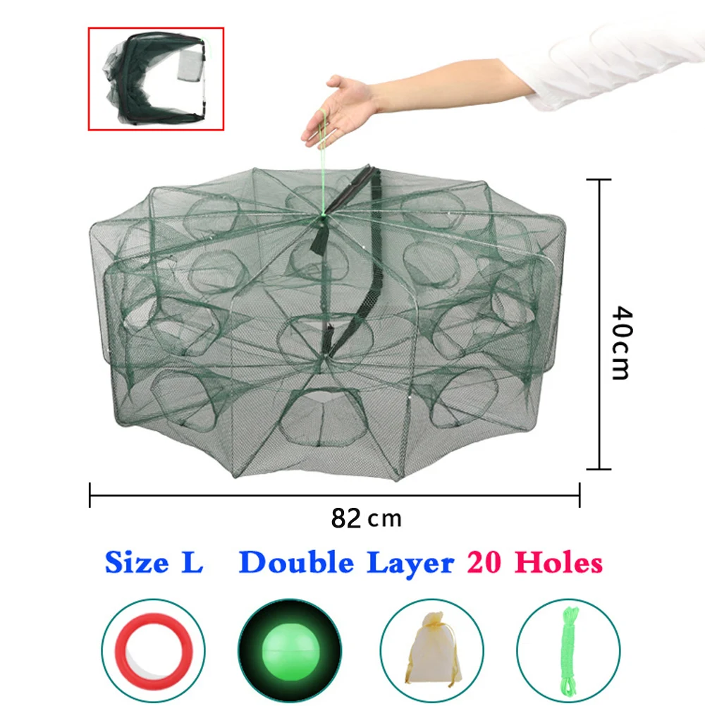Enhanced Fishing Net with Automatic Folding Trap Mechanism for Crayfish, Crab, Shrimp, and Smelt