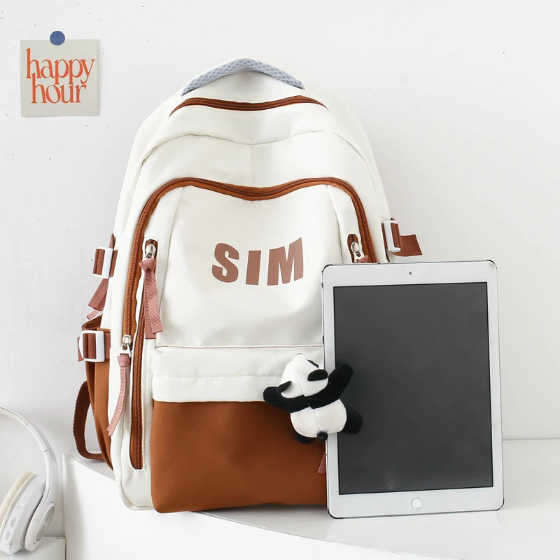 New Fashion High School Girls Backpack School Bags For Teenage Girls Multi Pockets New Kawaii Backpack Women Harajuku Cute Mochi