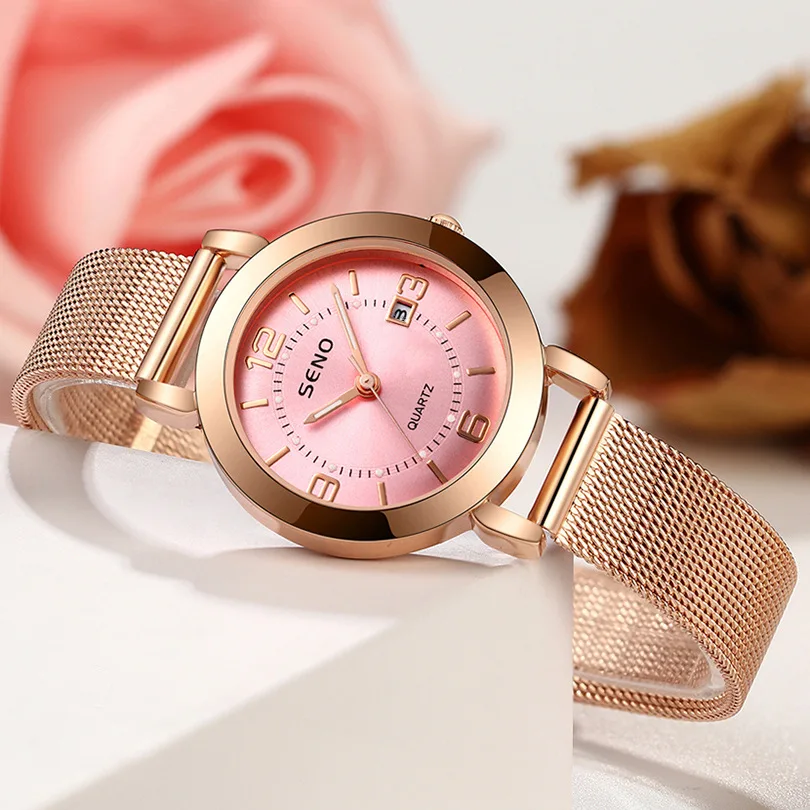 Fully Automatic Non-mechanical Women's Watch Glow-in-the-dark Waterproof Single Calendar Student Steel Strap Wrist Embellishment