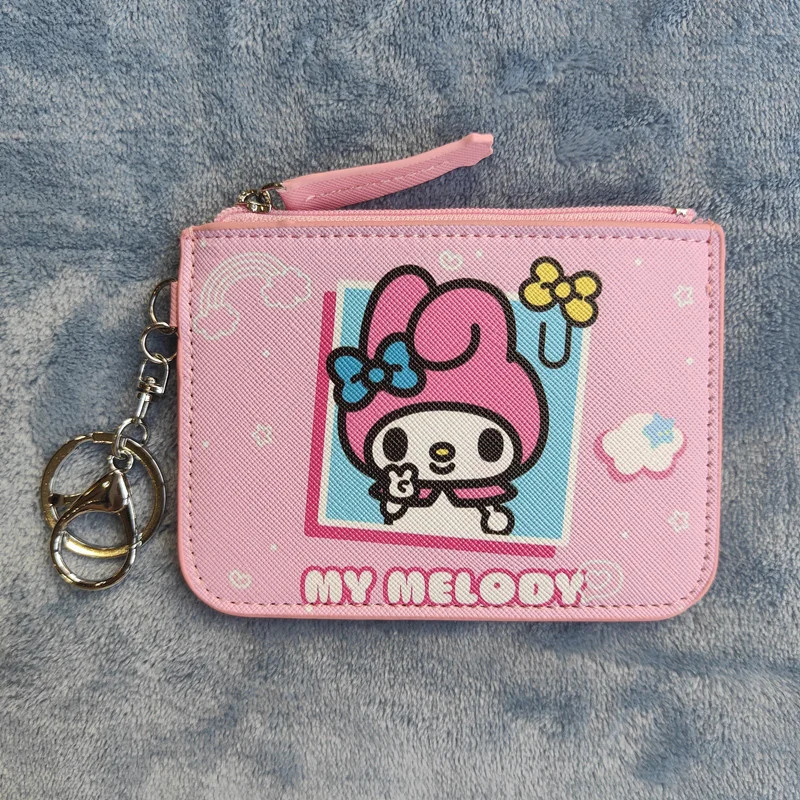 Sanrio Kuromi Hello Kitty Coin Purse Cinnamoroll Melody Children Card Holder Girls Wallet Kawaii Keroppi Pompom Purin Boys Bags