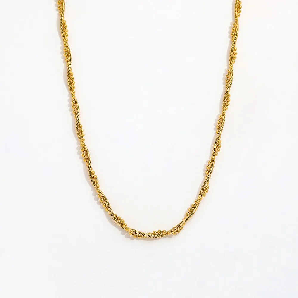 

JOOLIM Jewelry High End Pvd Plated Wholesale No Fade Vintage Twist Chain Stainless Steel Necklace For Women