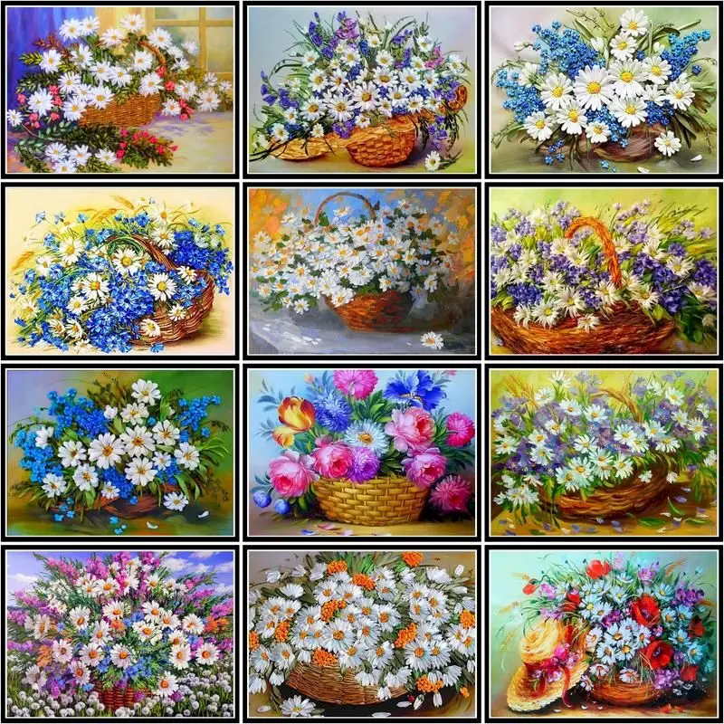 

CHENISTORY Picture By Number With Frame Flowers Kits Acrylic Painting By Number Daisy Drawing On Canvas For Adults Home Decor