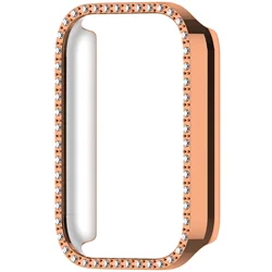 Elegant Diamond Crystal Protective PC Case Cover for Mi Band 9 (Rose Gold)