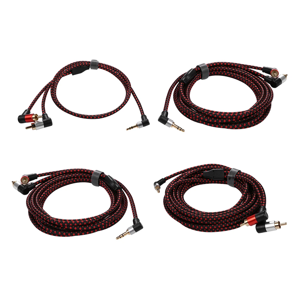 Right Angle AUX Y Splitter Cord 90 Degree 3.5mm Male To 2 RCA Male Cable Splitter Cord Accessories for Phone MP3 Player Tablet