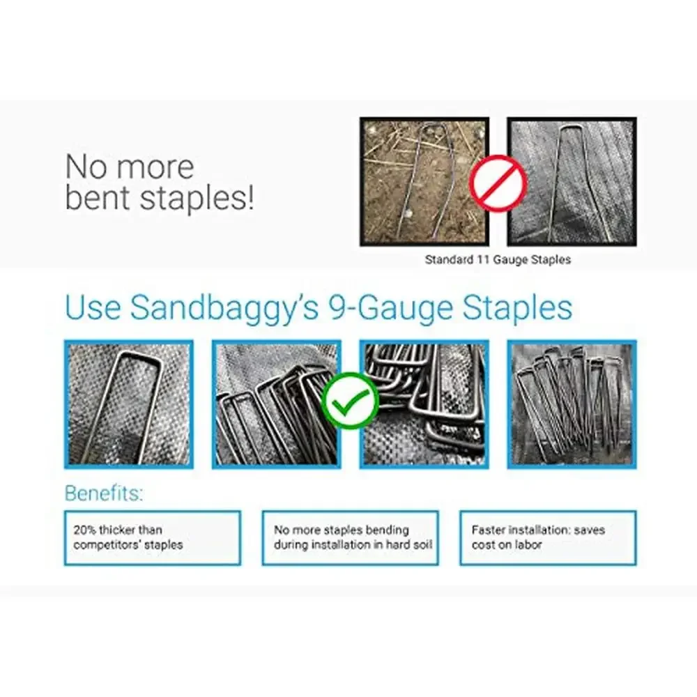 Landscape Sod Staples 1000 Count Heavy Duty 9 Gauge Steel Hard Soil Trusted by Farmers Contractors Landscapers Sub-Packed Easy