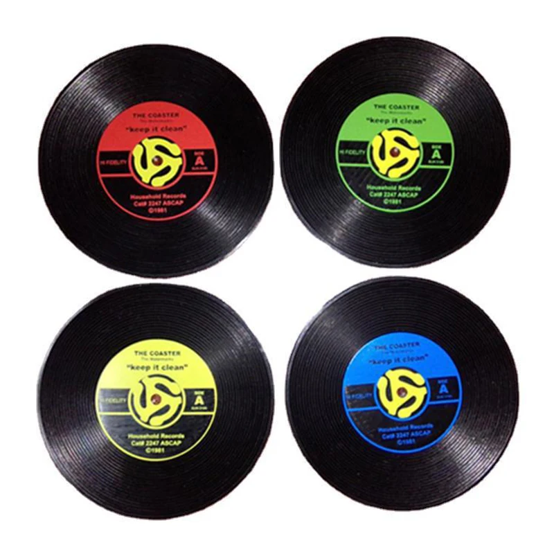 

Record Cup Retro CD Disk Mat Anti-Slip Coffee Coasters Heat Resistant Drink Mug Table Placemat Holder For Kitchen Bar Home Decor