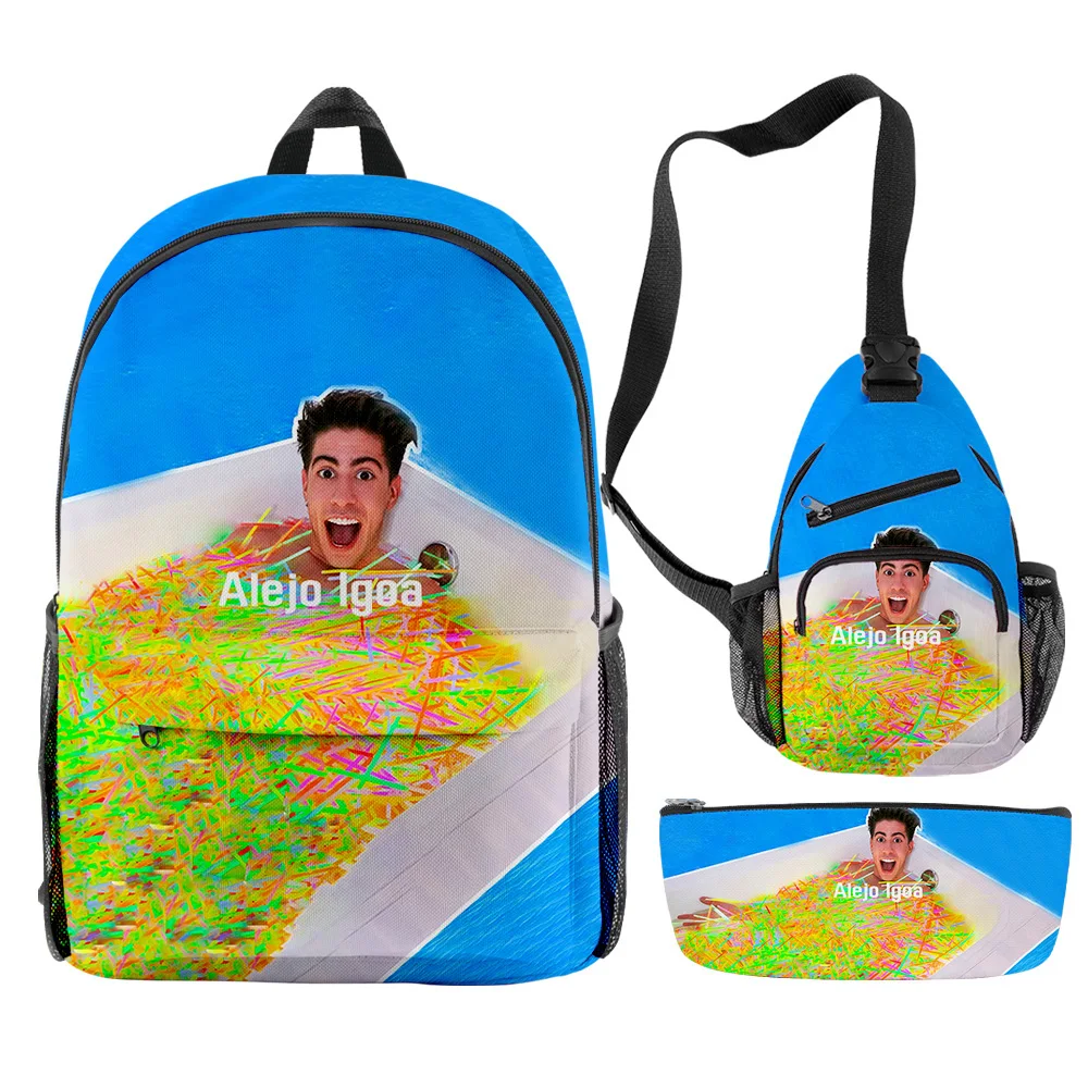 

Popular Fashion Funny Alejo igoa 3D Print 3pcs/Set pupil School Bags Trendy Travel Laptop Backpack Chest Bag Pencil Case