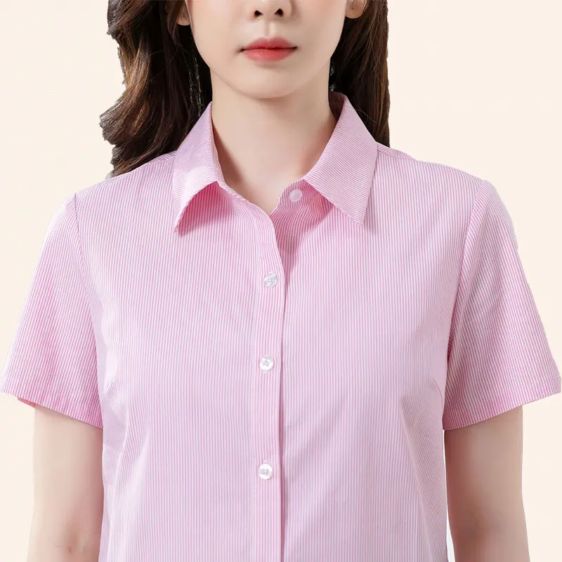 전문적인 면 소재 임산부 셔츠, 스트라이프 반팔 작업복, 면접 및 사무실용, 봄/가을용 긴팔