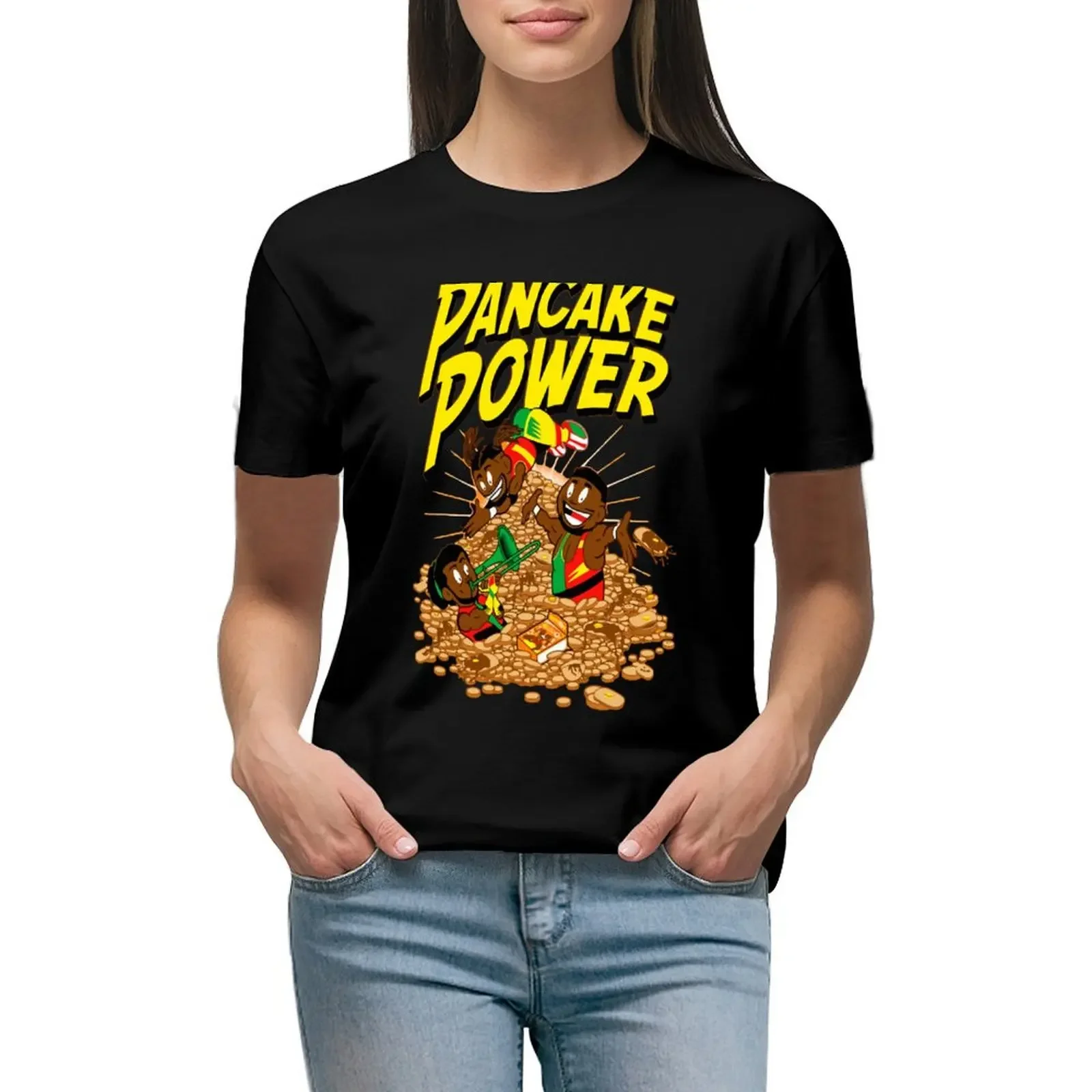 

The New Day Pancake Power Authentic T-shirt tees lady clothes T-shirt Women