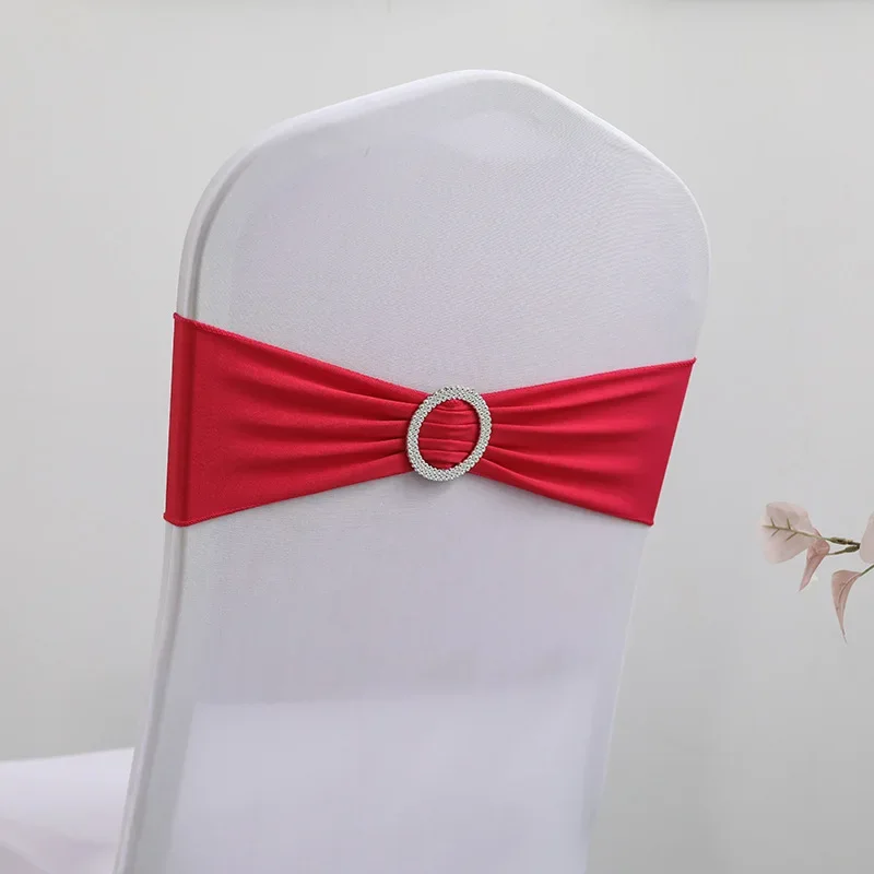 Description Picture 3 of item20PCS Chair Sashes Universal Elastic Spandex Stretch Chair Bows with Buckle Slider for Wedding Reception Hotel Event Party Decor